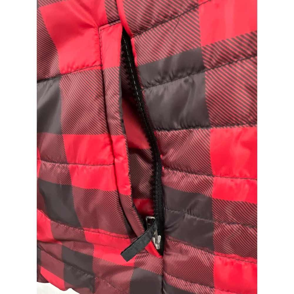 Talbots Puffer Vest Women XL Red Buffalo Plaid Sherpa Lined Quilted Zip Front - Picture 3 of 8